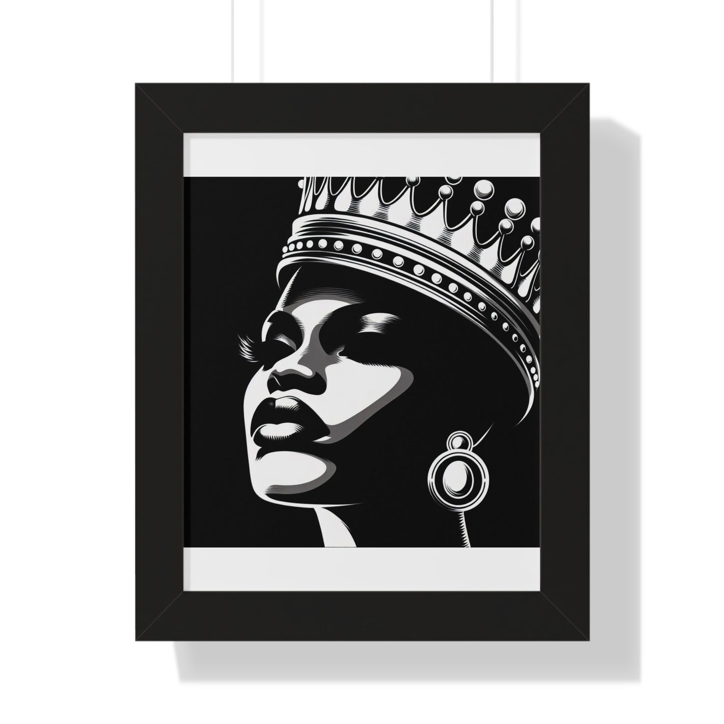 Elegant Crowned Queen Wall Art, Framed Vertical Poster, Home Decor, Modern Wall Art, Gift for Her, Inspirational Art