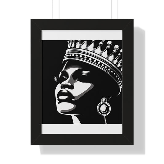 Elegant Crowned Queen Wall Art, Framed Vertical Poster, Home Decor, Modern Wall Art, Gift for Her, Inspirational Art