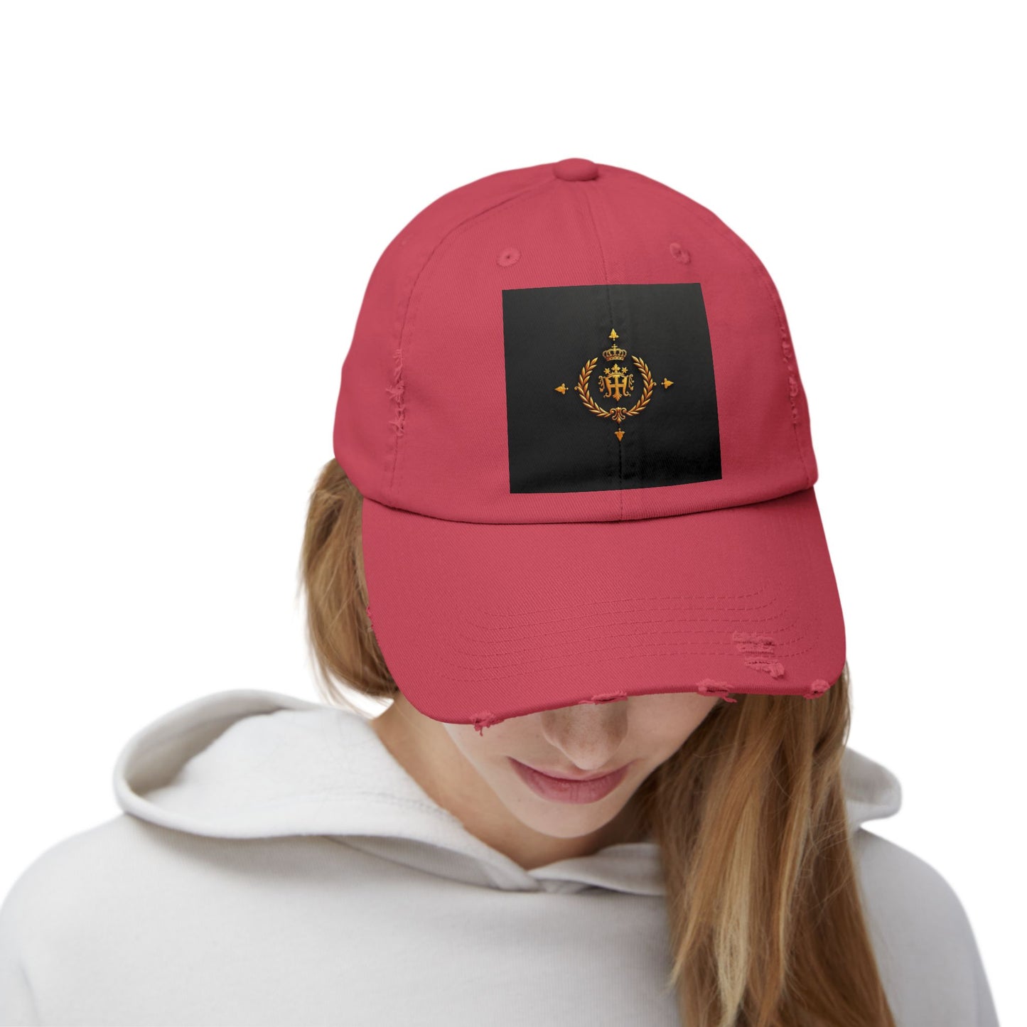 Stylish Distressed Cap with Unique Design | Casual Headwear, Everyday Accessory, Trendy Gift, Outdoor Lifestyle - Gold Crest