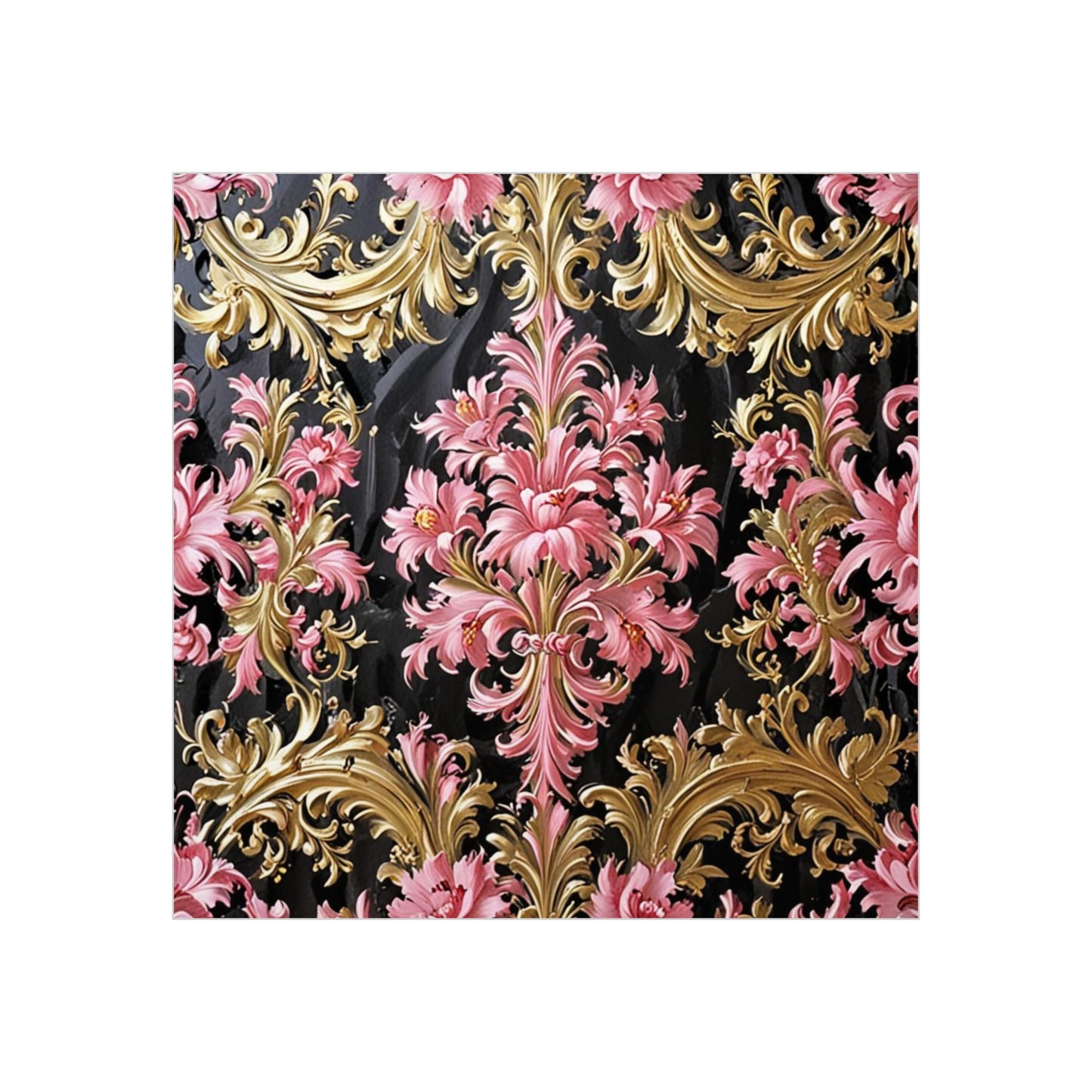 Elegant Floral Foam Board | Decorative Wall Art, Home Decor, Wedding Decor, Party Backdrop - Black & Pink Oil Painting Style Rococo