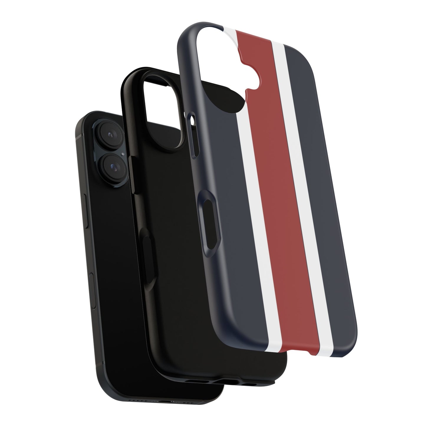 Lunar Midnight & Red-White Striped Stylish Phone Case - Tough Cases, Custom iPhone Cover, Sleek Phone Accessories, Gifts for Him/Her