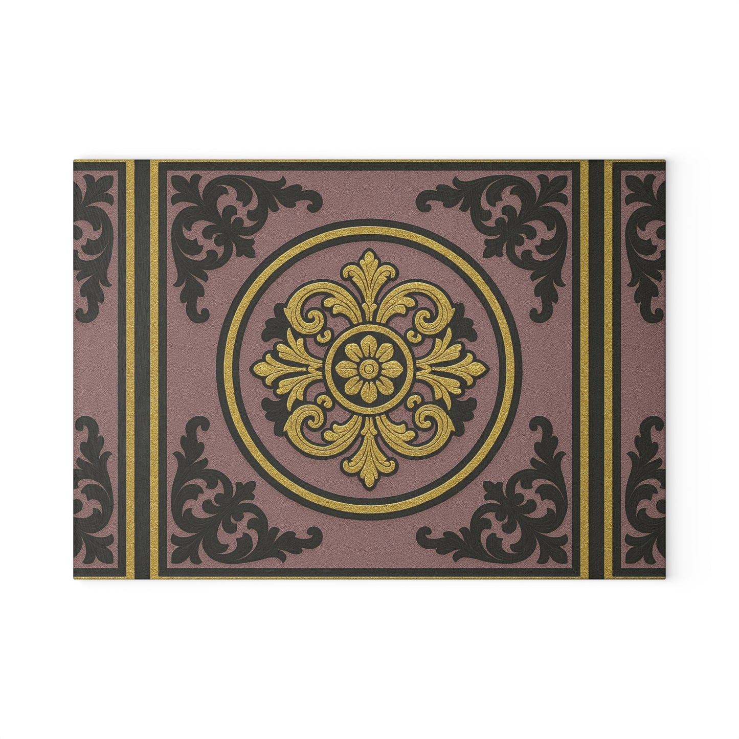 Elegant Gilded Mauve With Gold-Black Baroque Glass Cutting Board - Kitchen Decor, Wedding Gift, Housewarming, Culinary Art, Home Cooking