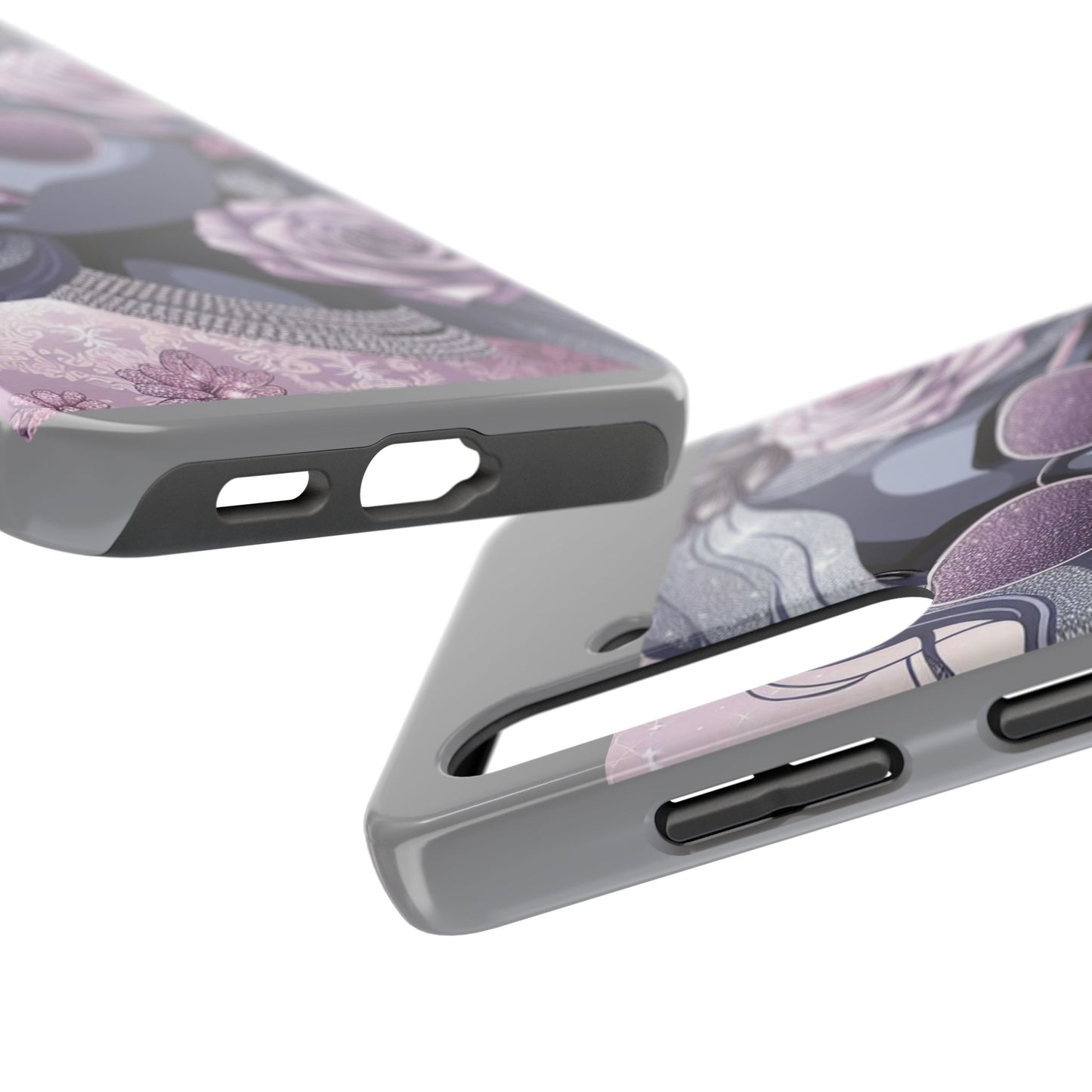 Glamorous Floral Tough Phone Case - Chic Protection for Trendsetters - Lilac & Lavender