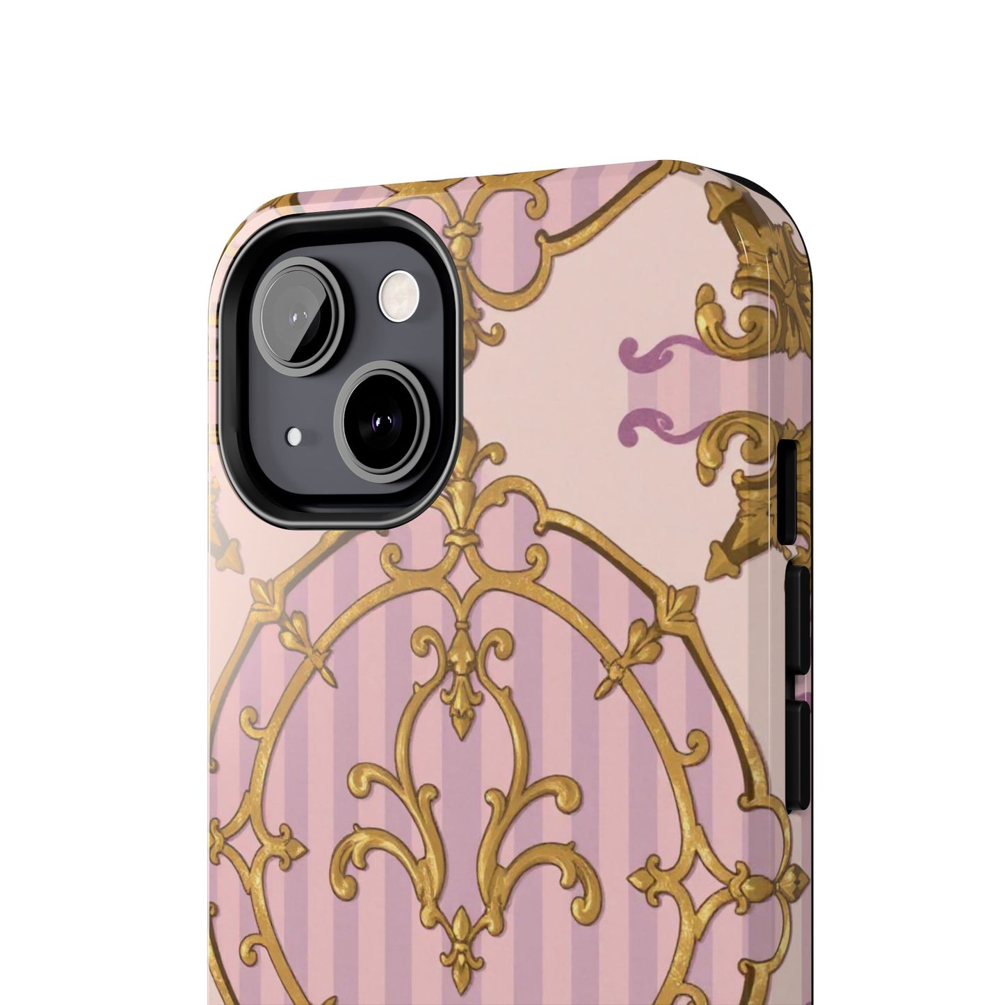 Elegant Vintage Phone Case, Tough Phone Case, Lavender & Alabaster Striped Gold Baroque Phone Cover, Stylish Phone Protector, Gift for Her