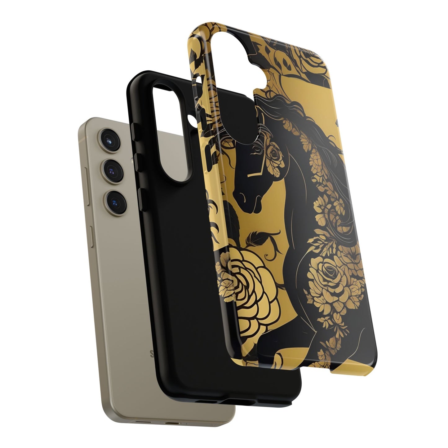 Phone Case - Elegant Horse & Roses Design