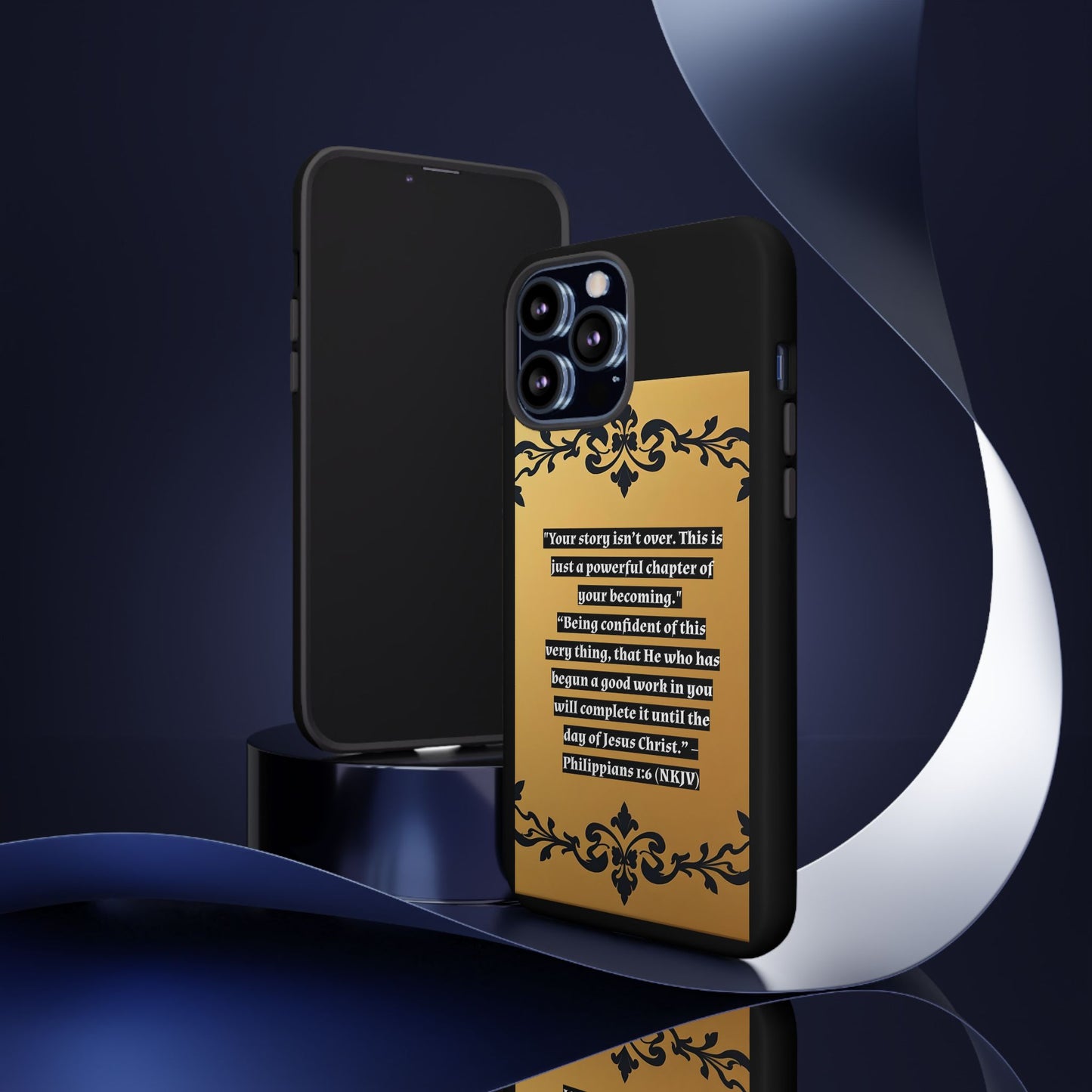 Elegant Floral Motif Phone Case - Tough Cases with Vintage Design - "Your story isn't over"