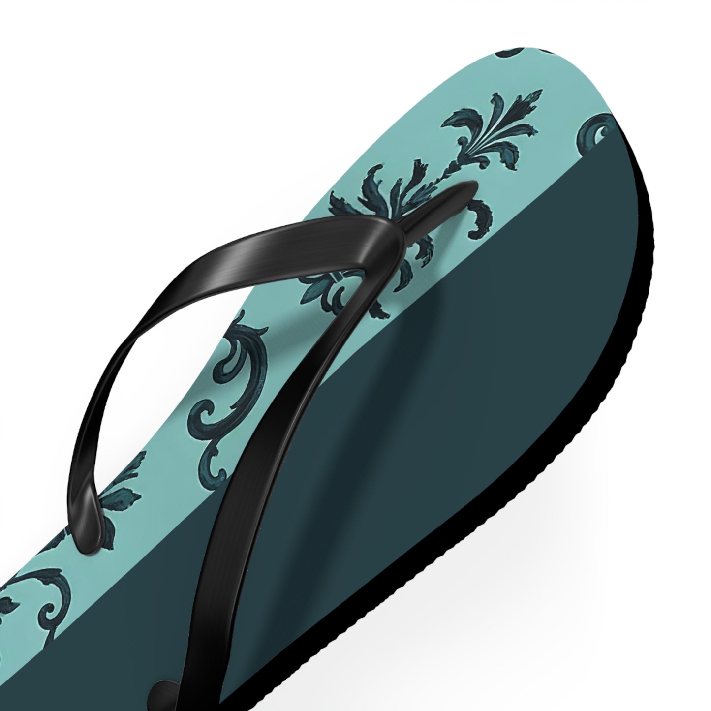 Chic Vintage-Inspired Flip Flops | Summer Footwear, Beach Essentials, Stylish Sandals, Vacation Ready, Gift for Her - Teal Striped Rococo