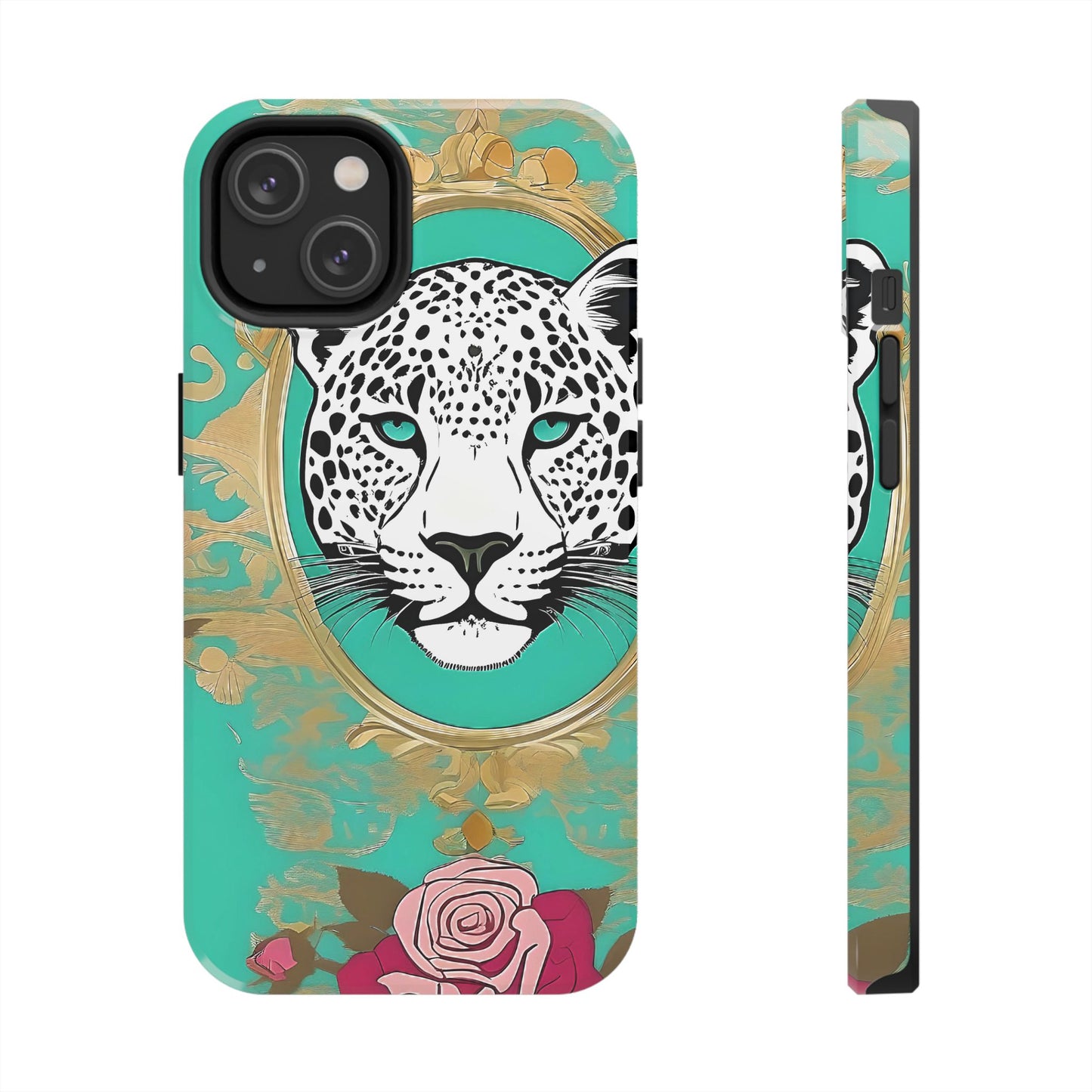 Leopard Tough Phone Case - Trendy Floral Design for Animal Lovers - Leopard & Rose