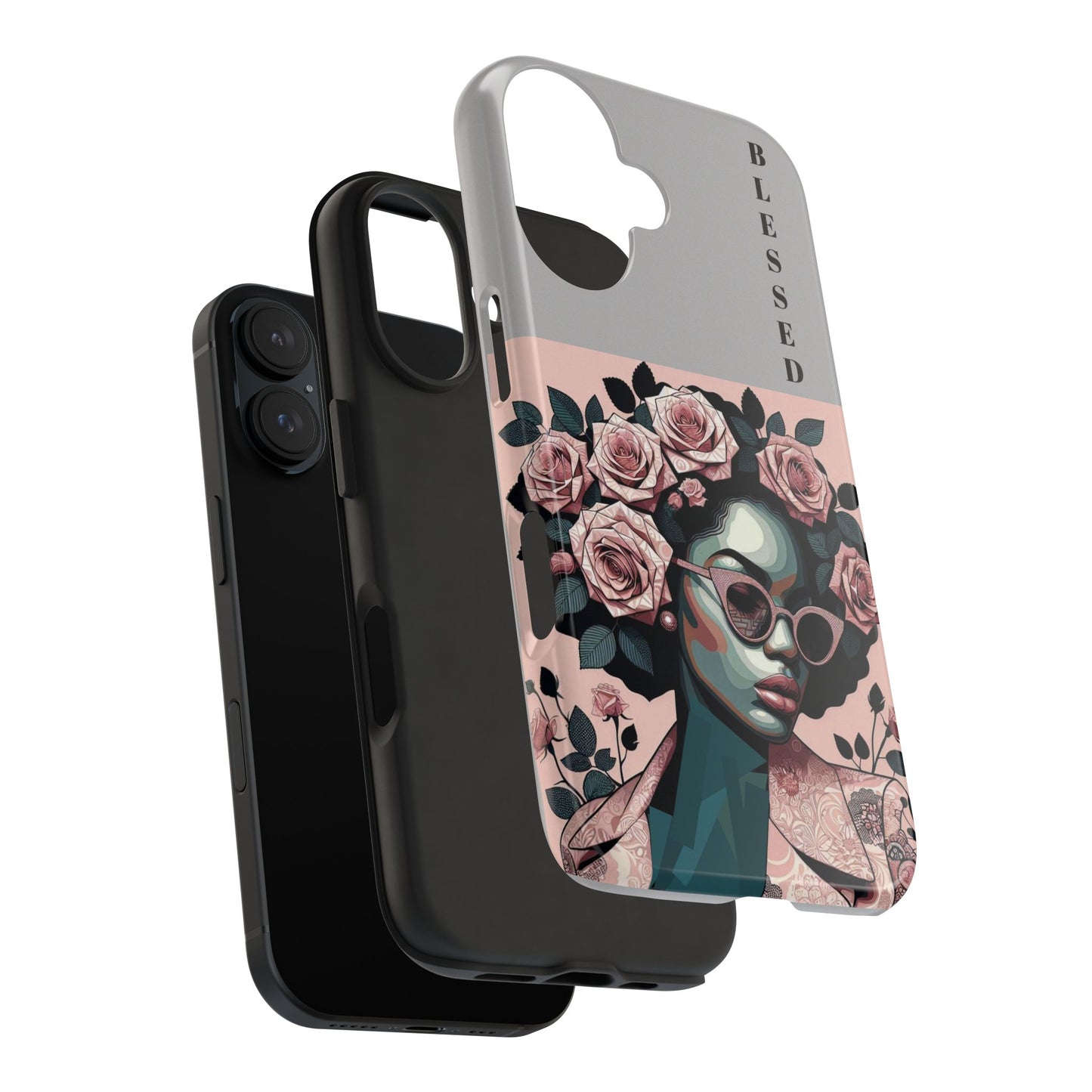 Blessed Floral Tough Phone Cases | Unique Gift for Her, Gift for Mom, Stylish Protection, Birthday Present, Black Girl Art