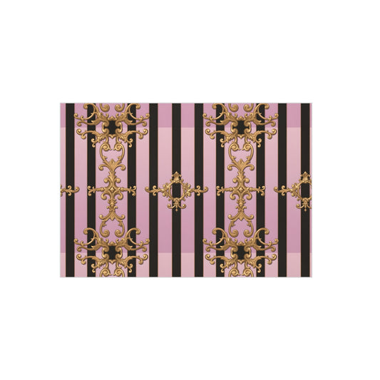 Elegant Decorative Foam Board | Wall Art, Home Decor, Office Accent, Gift Idea, Event Decoration - Lavender Ombre Striped Gold Baroque
