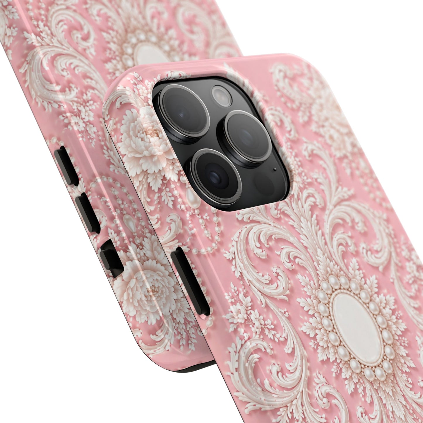 Pink Rococo Elegant Floral Tough Phone Case - Pink Vintage Design