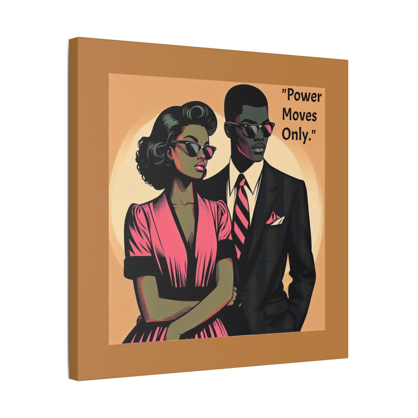 Afro Art Print Canvas, Wall Decor, Satin Stretched Canvas, African American Art, Office Decor, Home Decor - "Power Moves Only."