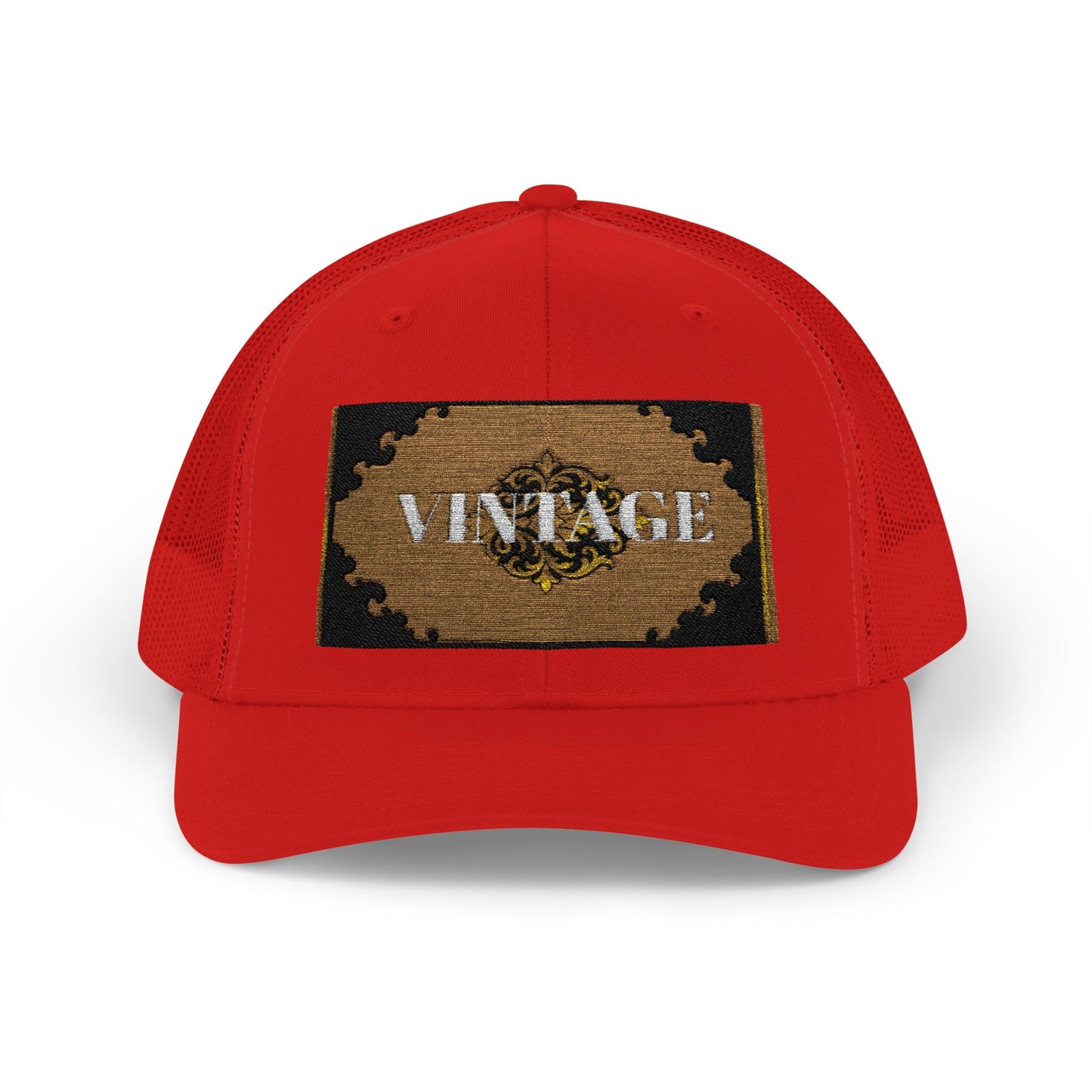 Mauve & Black-Gold Vintage Baroque Patch Trucker Cap