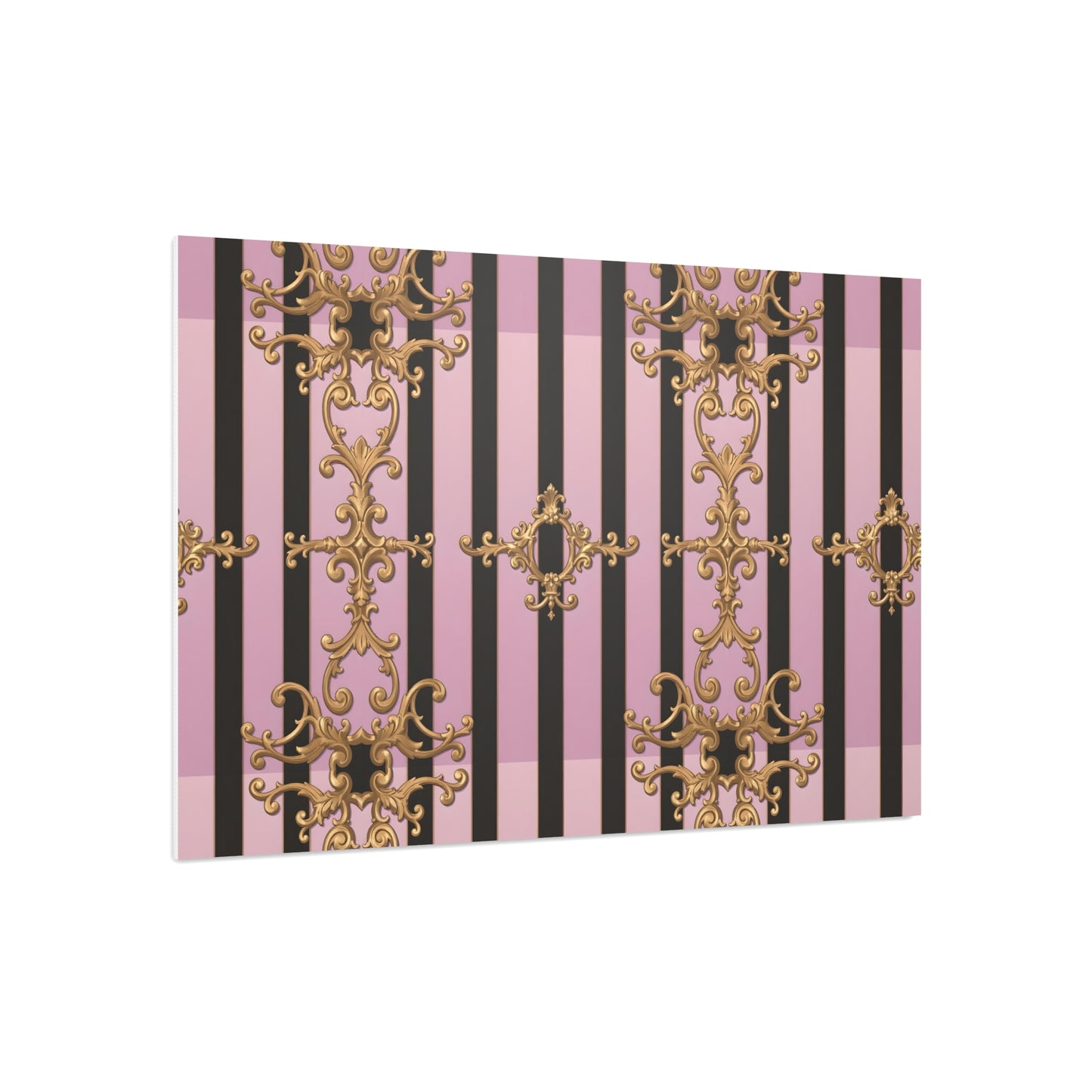 Elegant Decorative Foam Board | Wall Art, Home Decor, Office Accent, Gift Idea, Event Decoration - Lavender Ombre Striped Gold Baroque