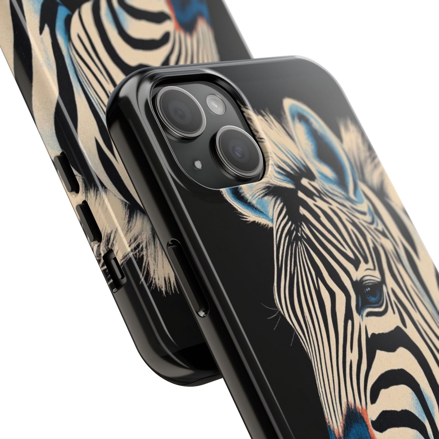 Zebra Tough Phone Case - Trendy Floral Design for Animal Lovers - Blue Zebra & Roses