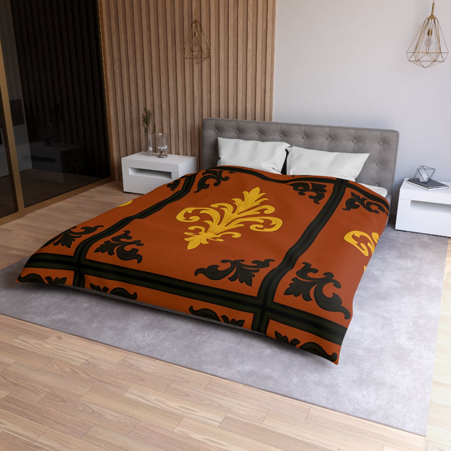 Dusk Terracotta Baroque Duvet Cover — Dusk Terracotta & Gold Tile Pattern