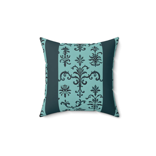 Elegant Damask Decorative Pillow, Vintage Home Decor, Luxurious Throw Pillow, Perfect for Living Room & Bedroom - Teal Striped Rococo