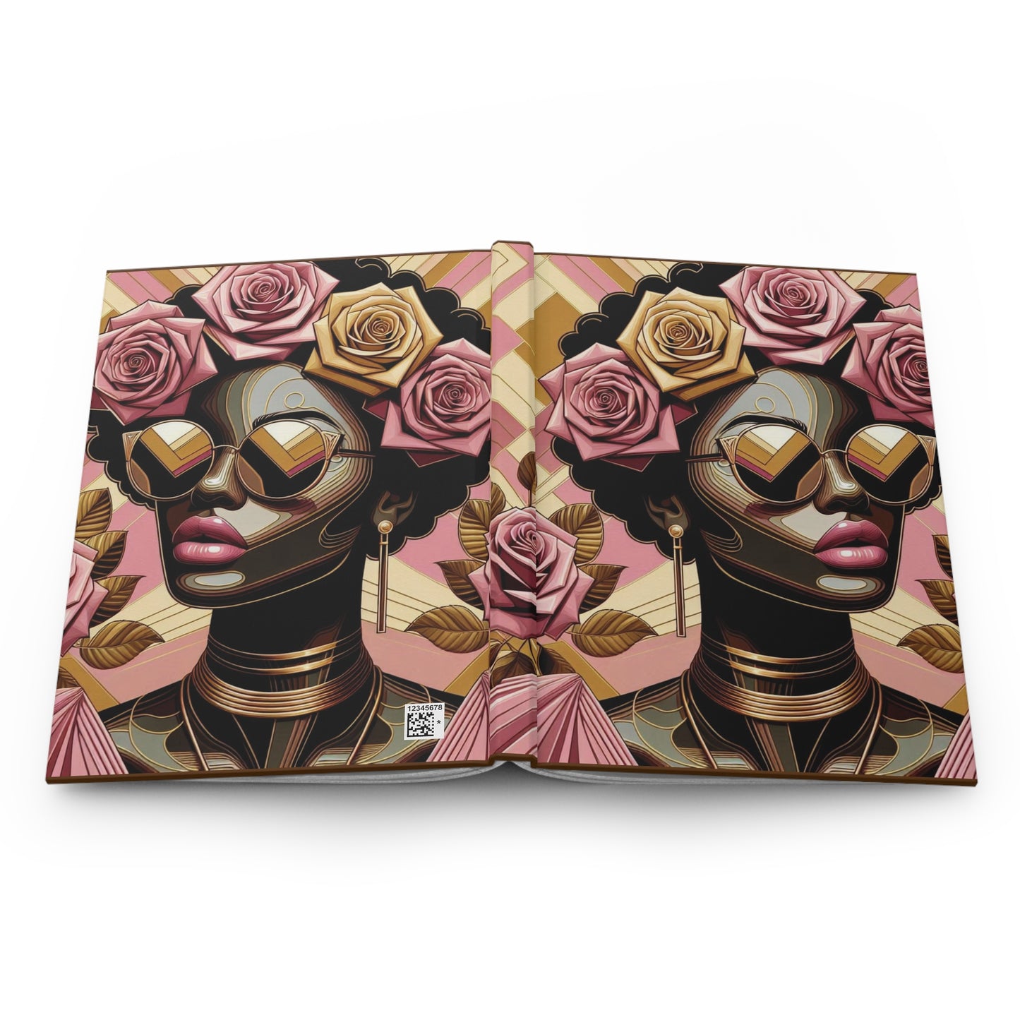 Stylish Floral Hardcover Journal, Artistic Journal for Creative Mind, Gift for Writers, Note Taking, Encourage Self-Expression - Pink Roses Lady