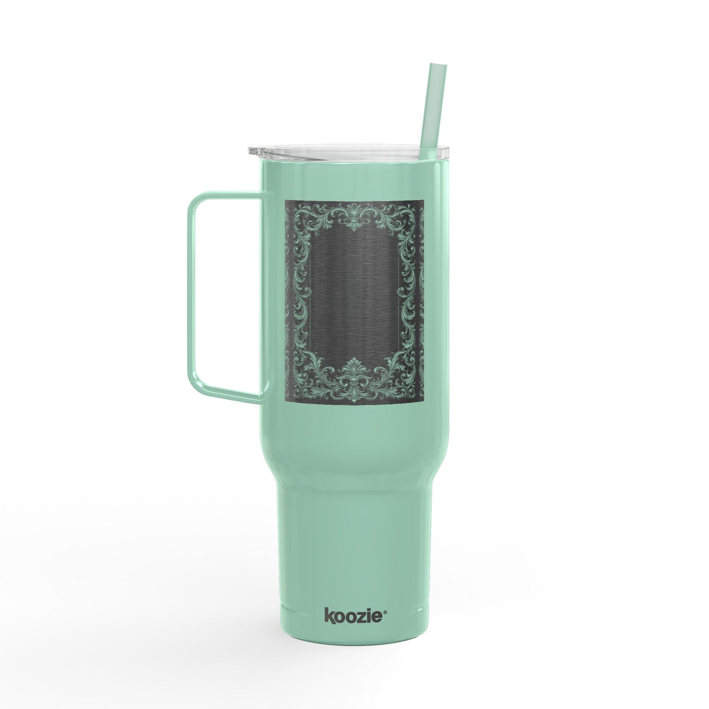 Engraved Baroque 40oz Insulated Tumbler — Vintage Filigree Design with Lid & Straw
