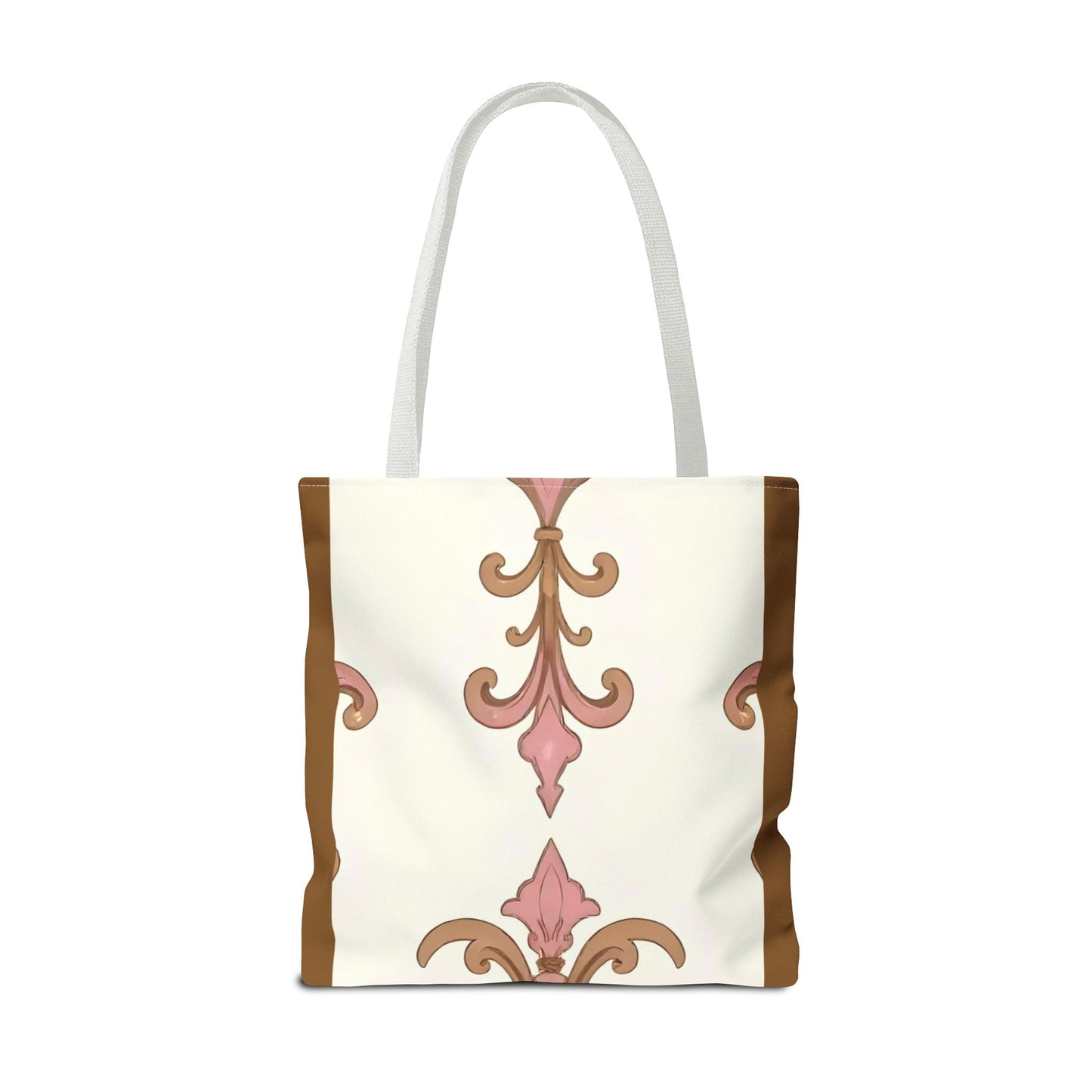 Elegant Floral Tote Bag - Perfect for Everyday Use, Shopping, Gifts, Summer Outings, and Special Occasions - Brown Striped Pink Arabesque
