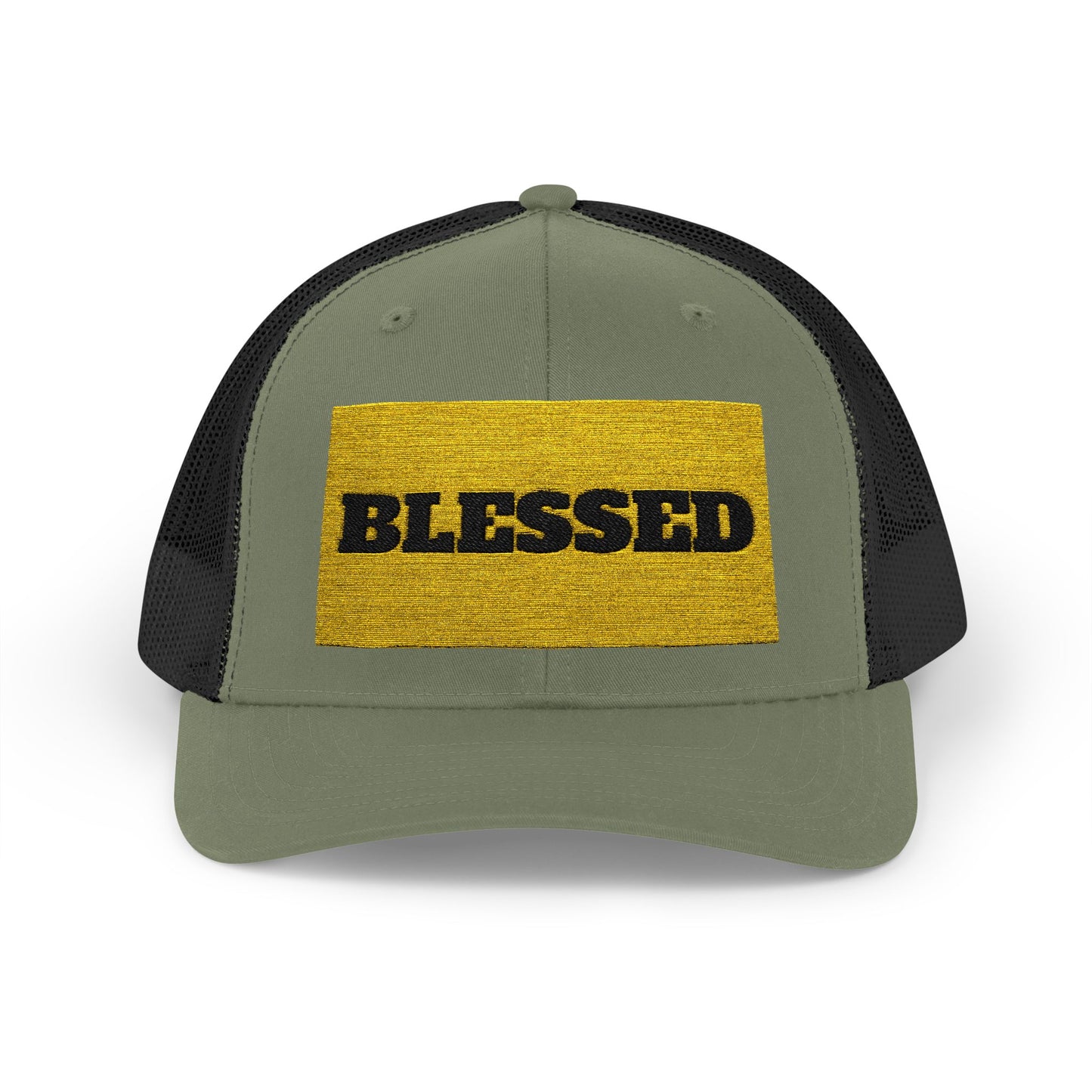 Blessed In Gold Snapback Trucker Cap for Everyday Inspiration, Faith-Based Accessory, Adjustable Hat, Gift for Friends, Motivational Cap