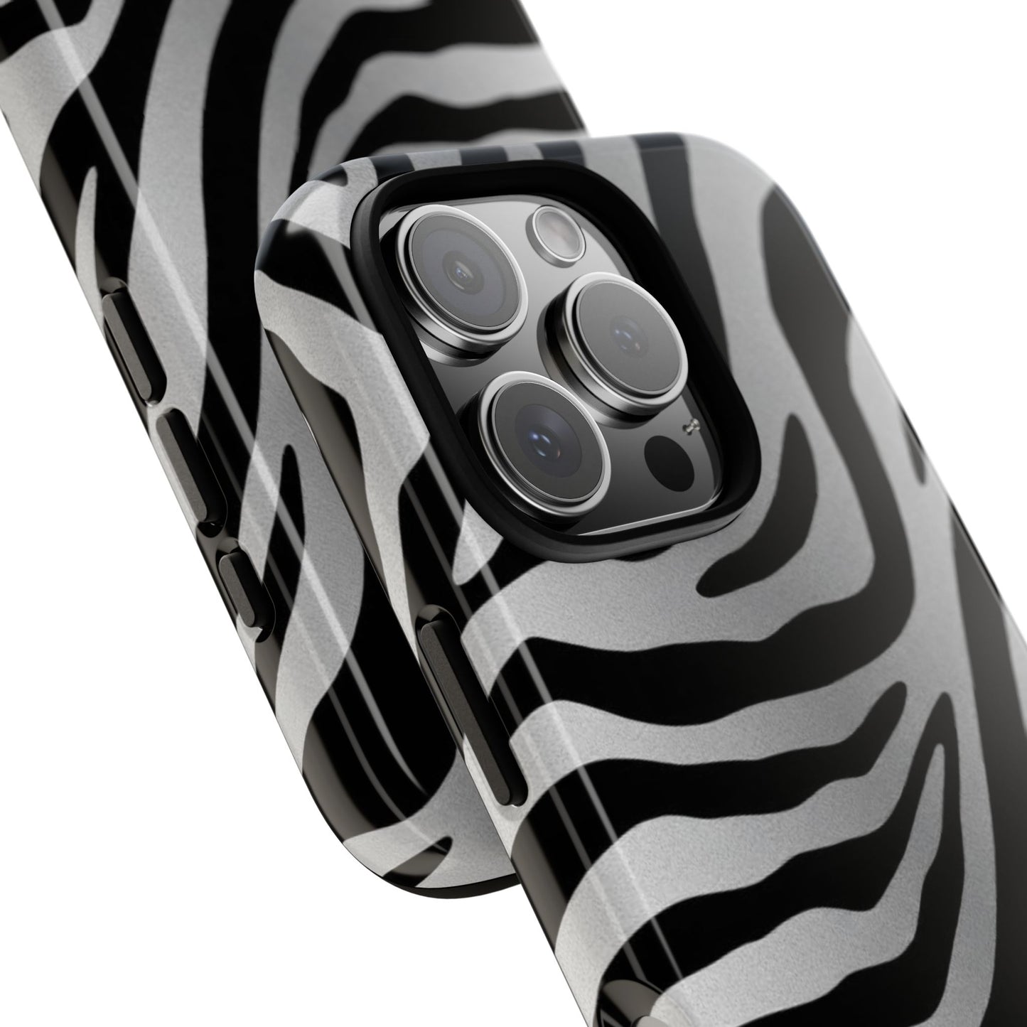 Zebra Print Tough Phone Case - Silver