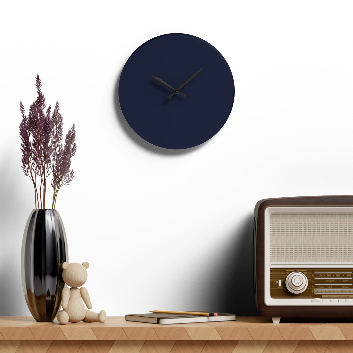 Modern Lunar Midnight Minimalist Acrylic Wall Clock – Chic Home Decor, Gift for Housewarming, Birthday, Unique Wall Art, Elegant Timepiece
