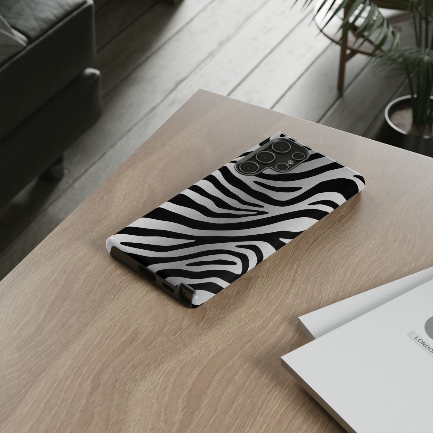 Zebra Print Tough Phone Case - Silver