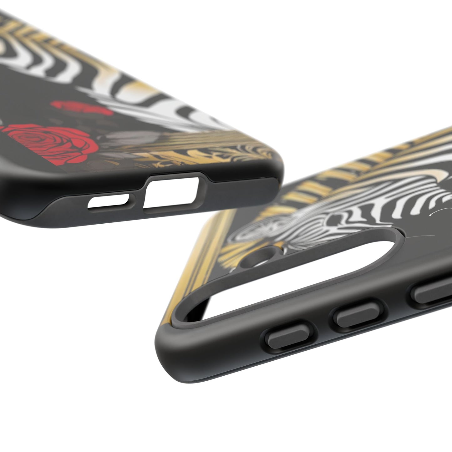 Phone Case - Elegant Zebra & Roses Design