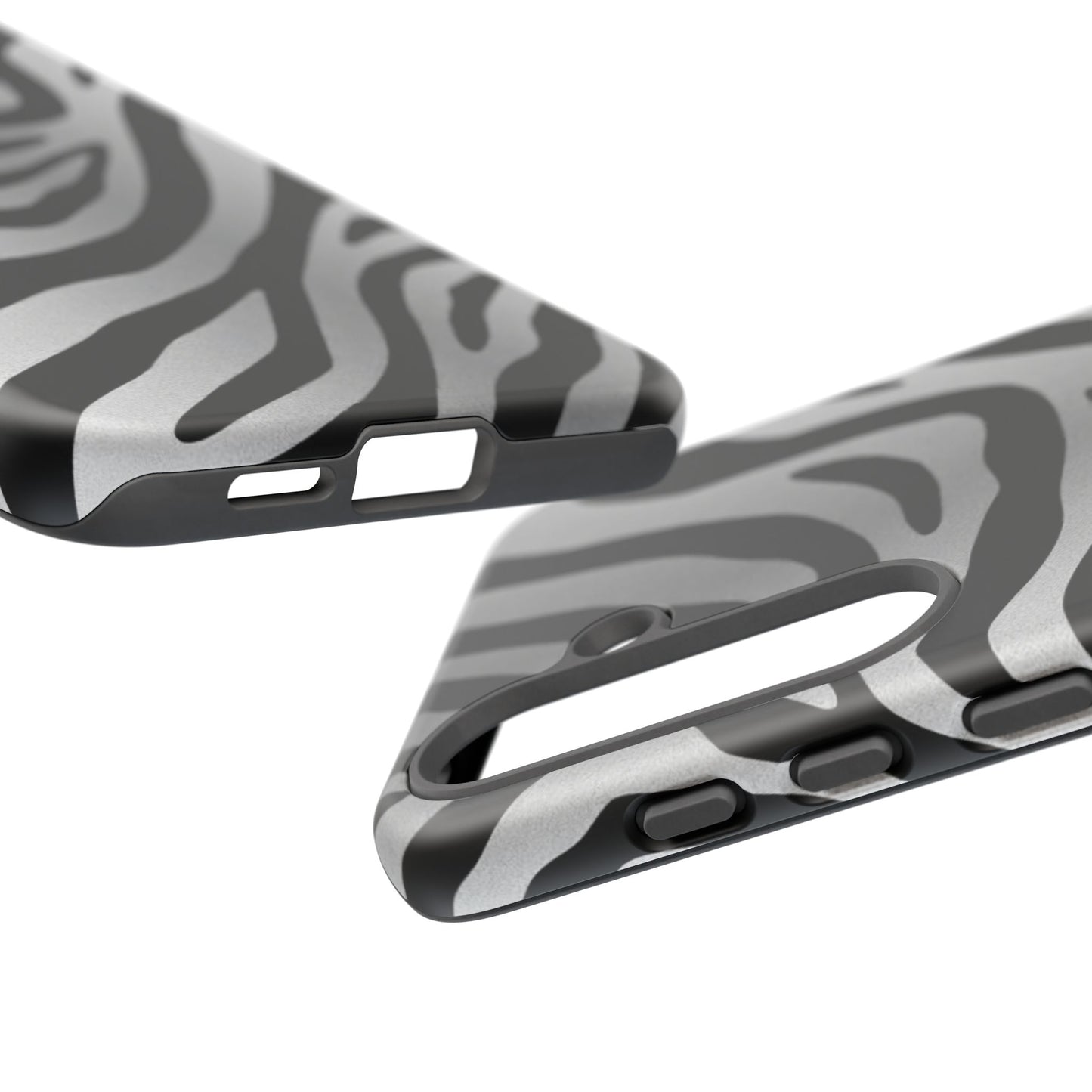 Zebra Print Tough Phone Case - Silver