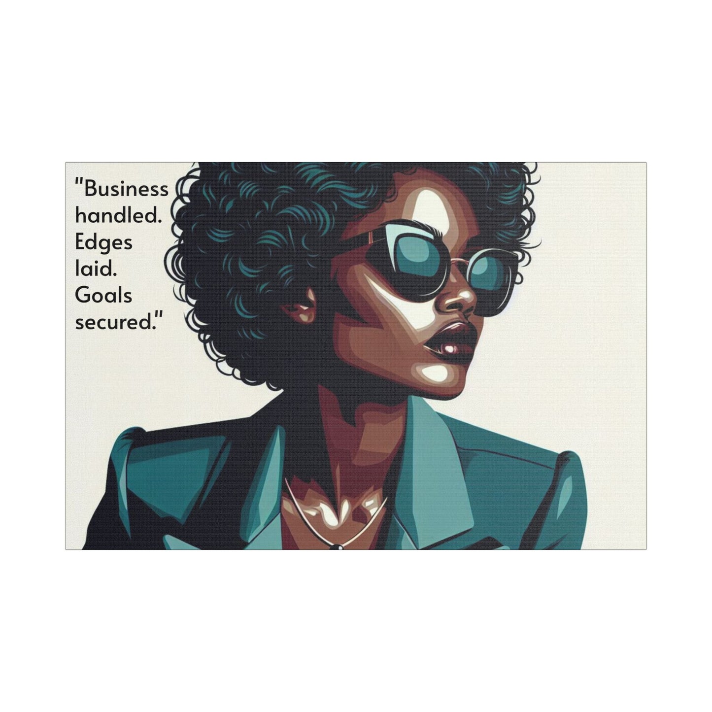 Afro Art Print Canvas, Wall Decor, Satin Stretched Canvas, African American Art, Office Decor, Home Decor - "Business handled."