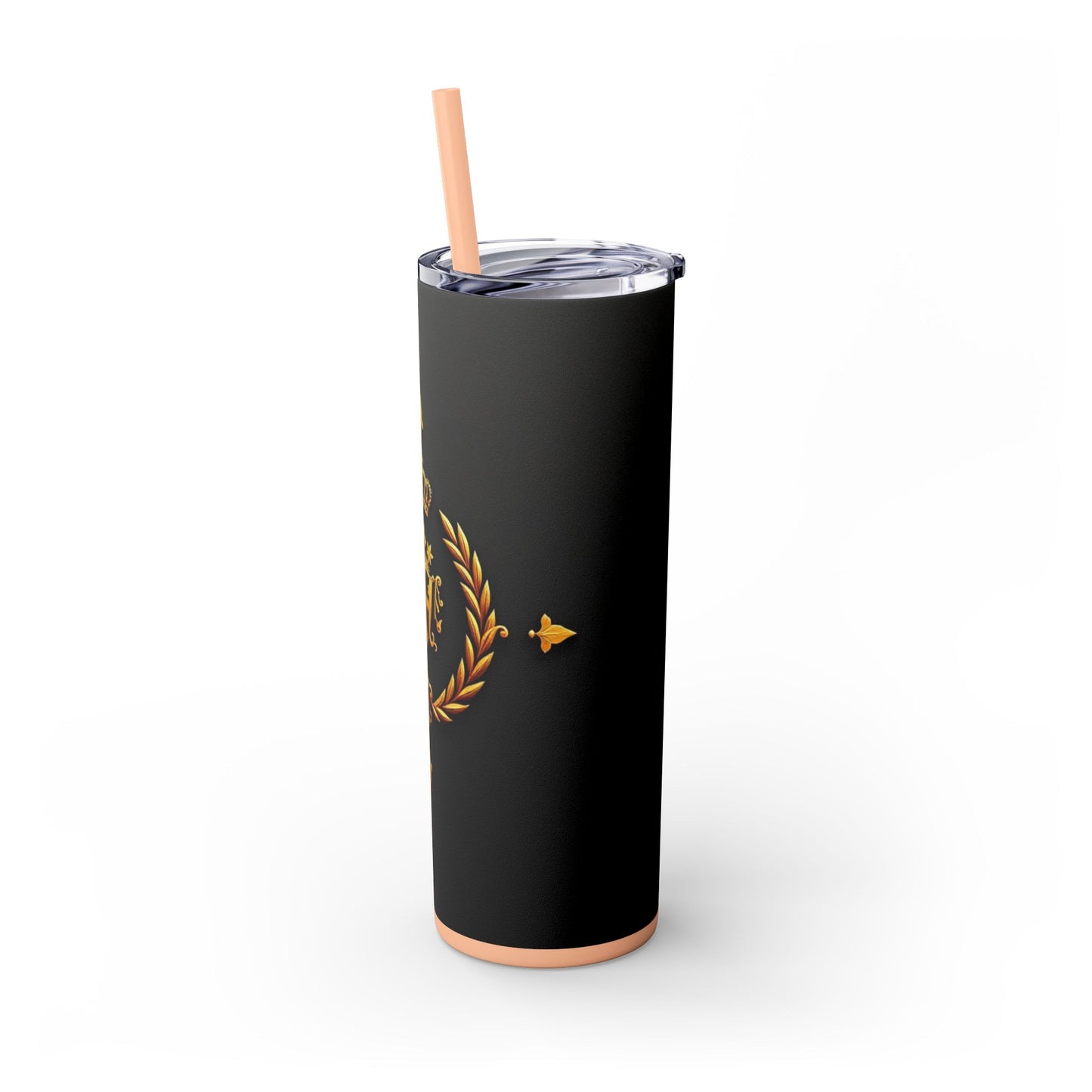 Elegant Gold Crown Skinny Tumbler with Straw, 20oz - Stylish Drinkware for Every Occasion, Royal Inspired, Ideal Gift for Her - Gold Crest