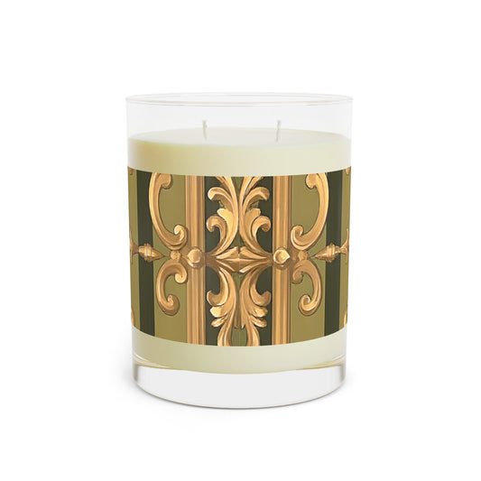 Elegant Vintage Scented Candle - Luxurious Aromatic Décor, Home Fragrance, Gift for Any Occasion - Olive Green Striped Rococo