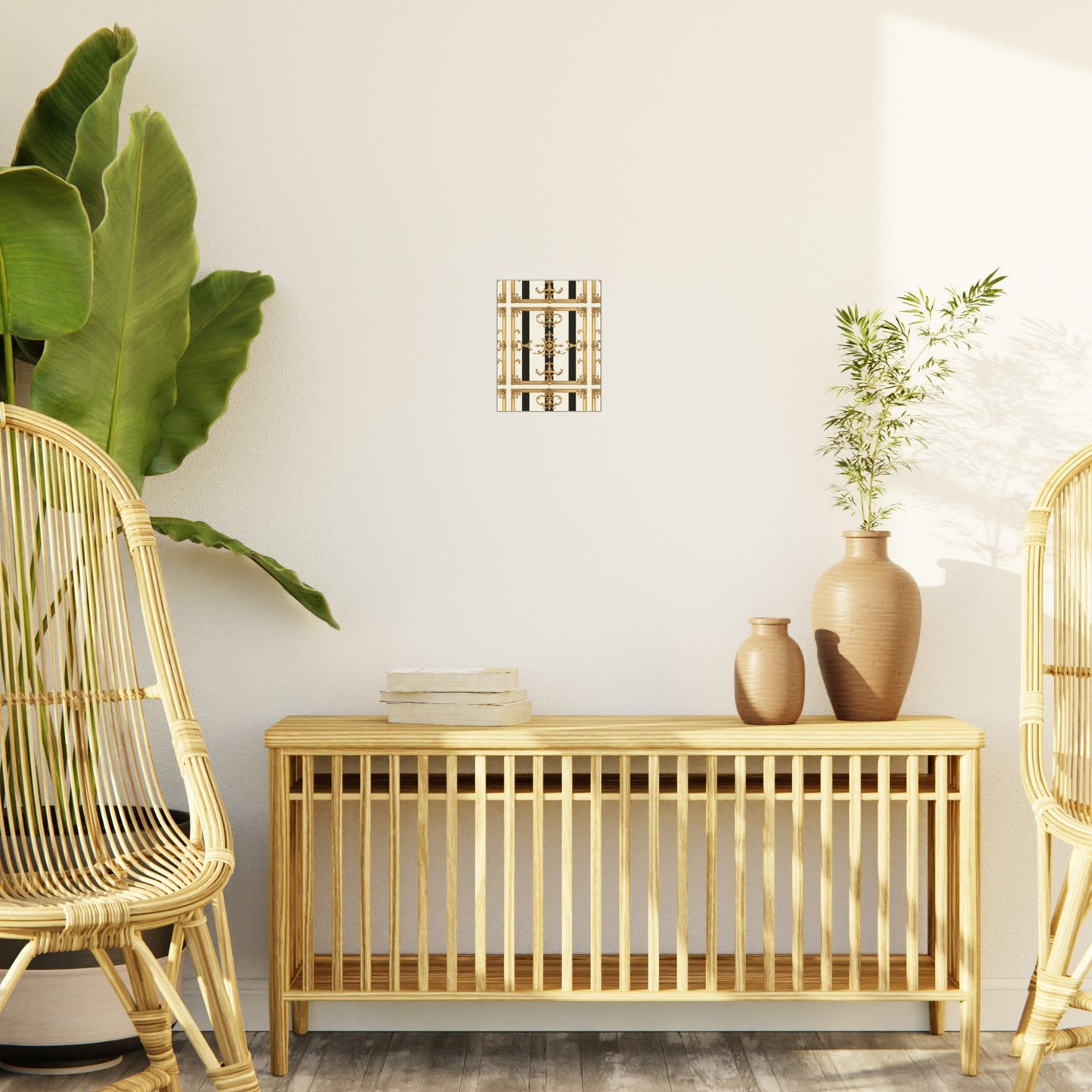 Elegant Foam Board Wall Art, Decorative Display, Home Decor, Office Decor, Visual Boards, Art Displays - Black & White Striped Gold Baroque