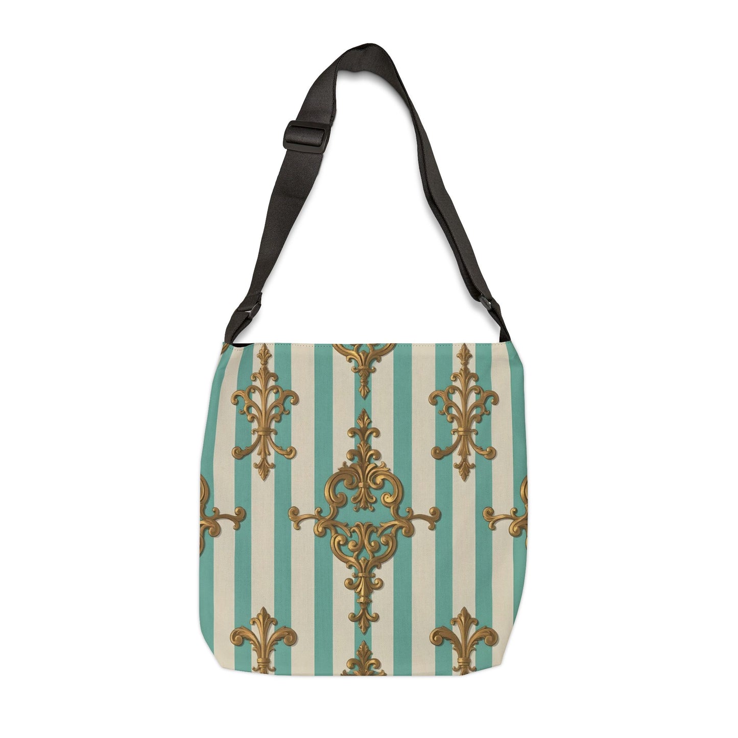 Elegant Patterned Adjustable Tote Bag, Fashion Accessory for Stylish Outings, Ideal for Everyday Use - Matte Green Striped Rococo