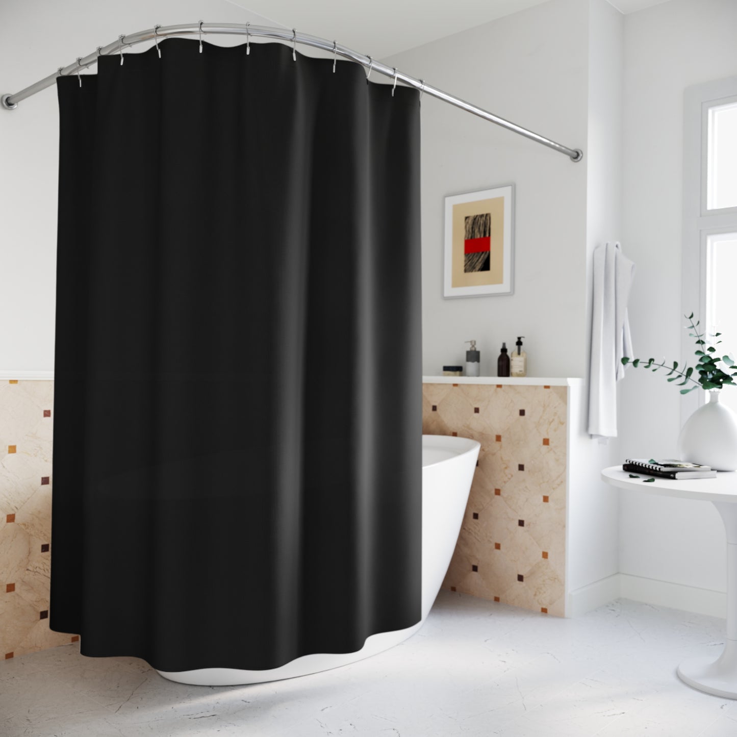Elegant Black Shower Curtains for Modern Bathrooms, Waterproof, Stylish Home Decor, Gift for Housewarming, Holiday