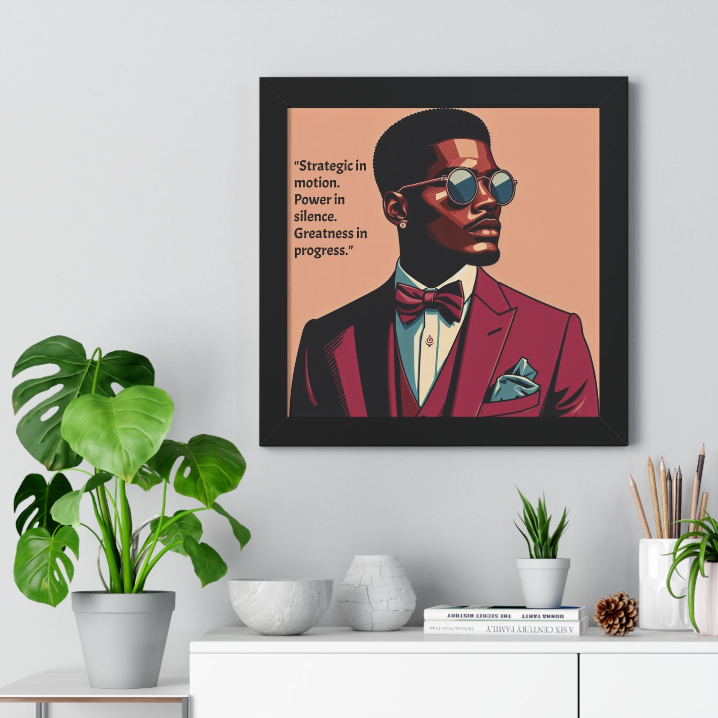 Stylish Framed Vertical Poster - Modern Art for Home Decor - "Strategic in Motion....."
