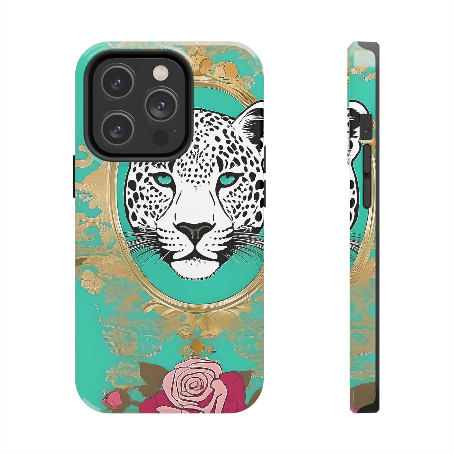 Leopard Tough Phone Case - Trendy Floral Design for Animal Lovers - Leopard & Rose
