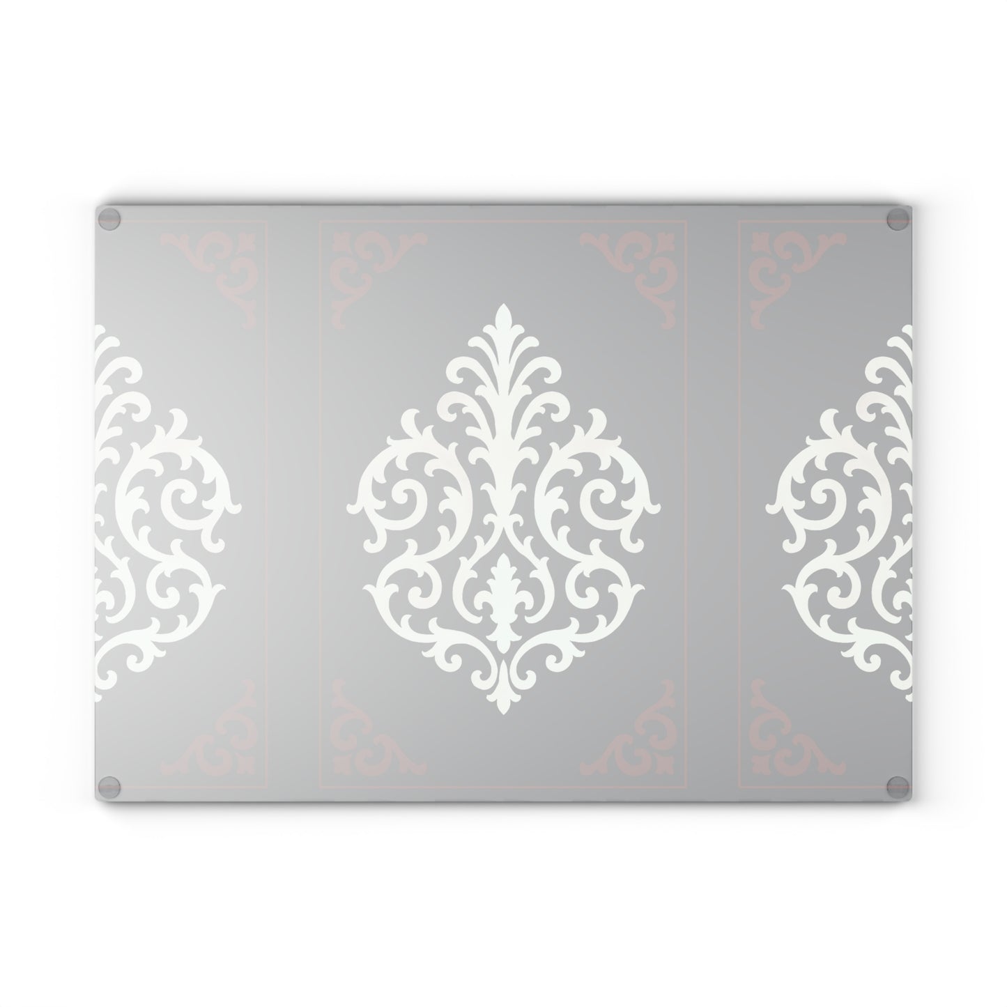 Dusk Blue-Maroon & White Baroque Glass Cutting Board – Elegant Blue & White Kitchen Trivet