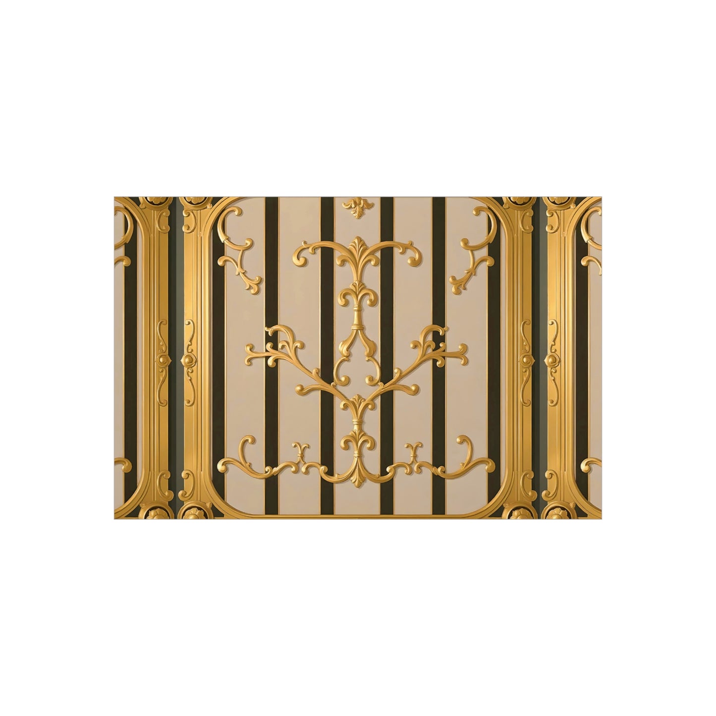 Ornate Foam Board Wall Art, Elegant Home Decor, Decorative Foam Panel, Gift for Homeowners, Wedding Decor Ideas - Beige Striped Gold Rococo