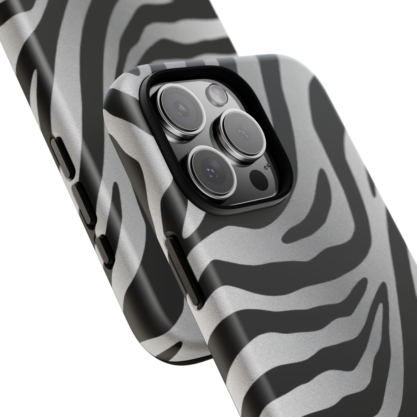 Zebra Print Tough Phone Case - Silver