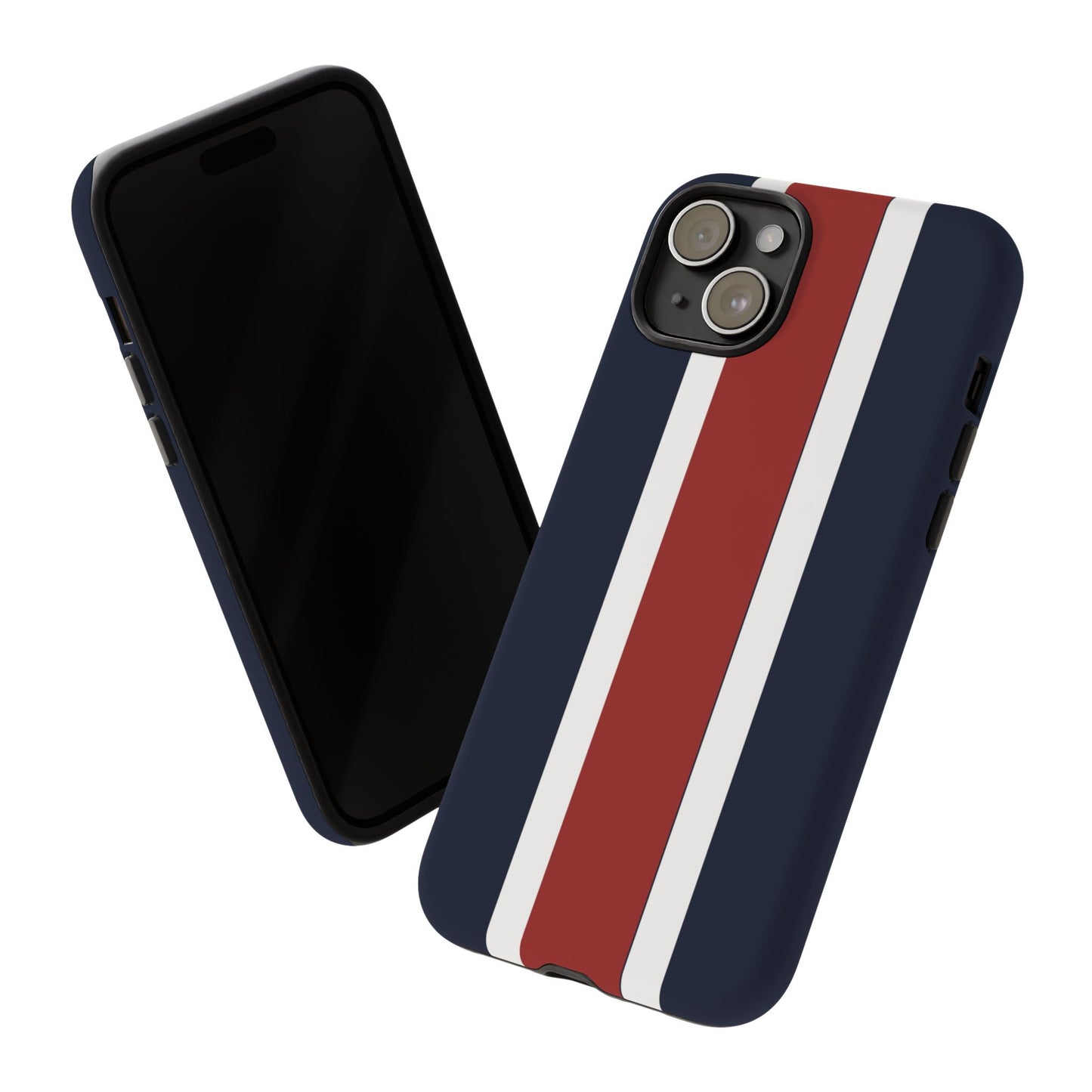 Lunar Midnight & Red-White Striped Stylish Phone Case - Tough Cases, Custom iPhone Cover, Sleek Phone Accessories, Gifts for Him/Her