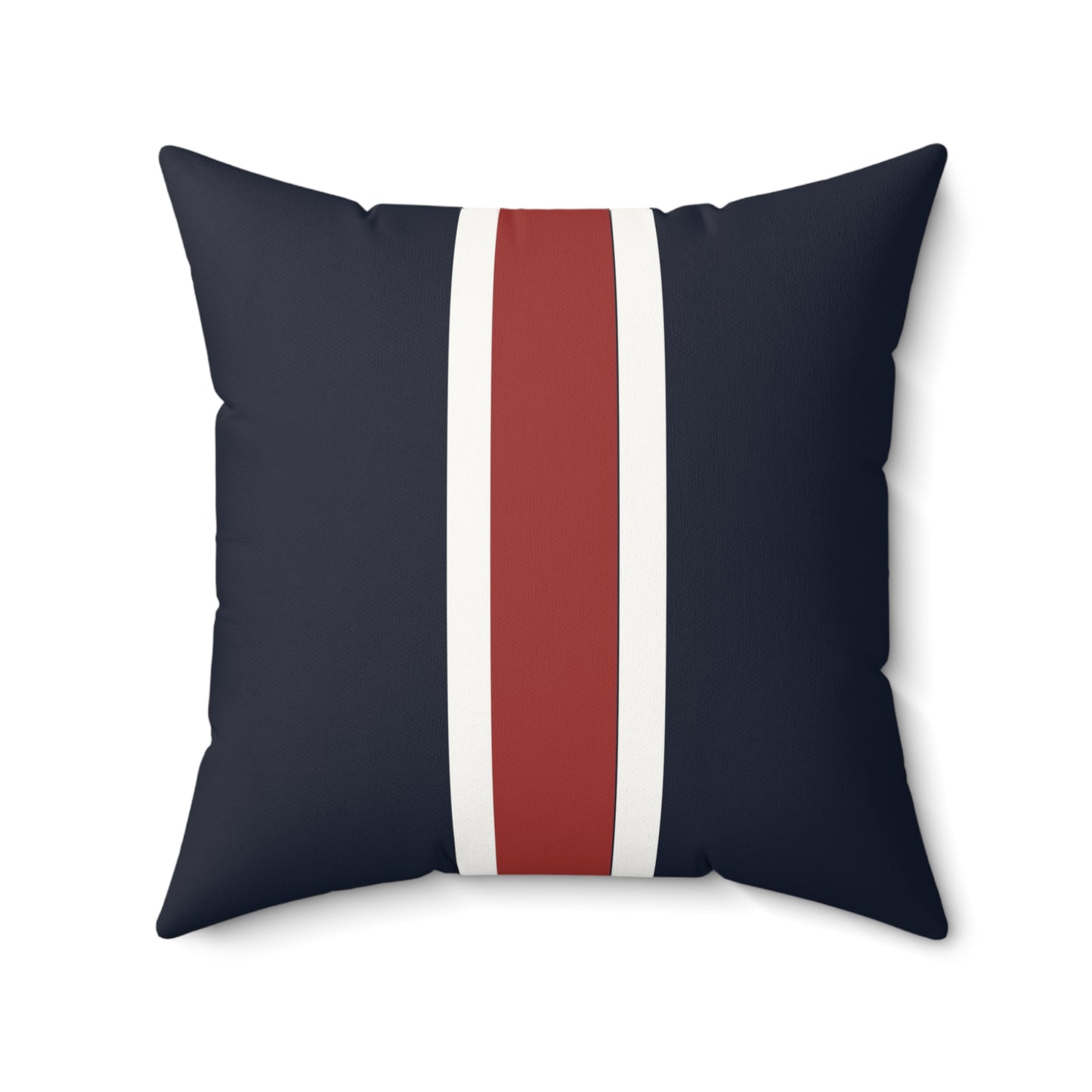 Lunar Midnight & Red-White Striped Faux Suede Square Pillow | Coastal Home Decor, Modern Cushion, Living Room Accent, Gift for Homeowners