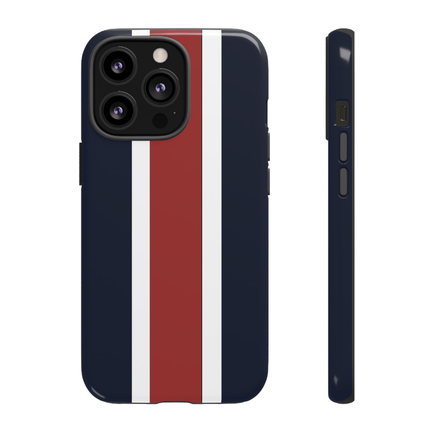 Lunar Midnight & Red-White Striped Stylish Phone Case - Tough Cases, Custom iPhone Cover, Sleek Phone Accessories, Gifts for Him/Her