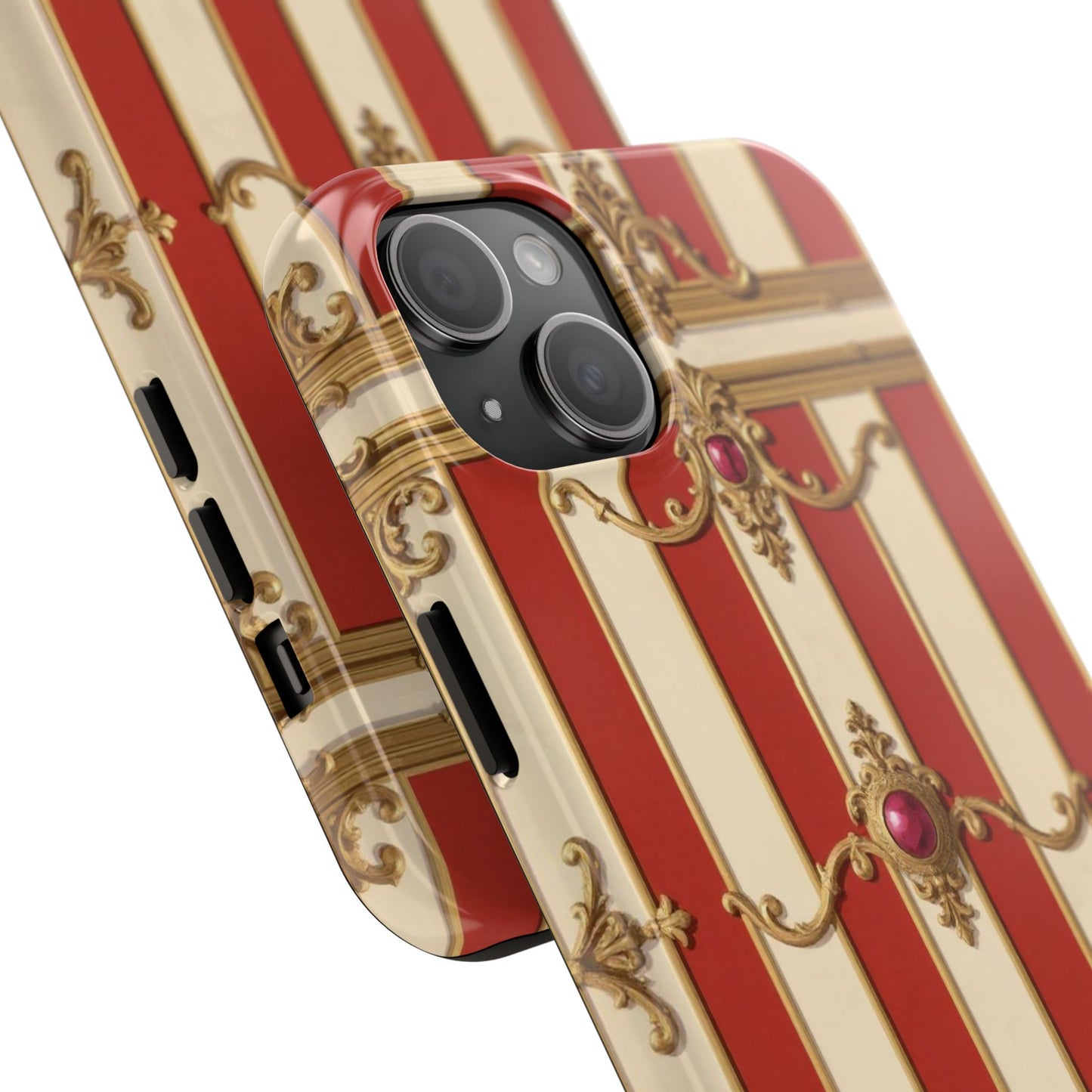 Elegant Alabaster & Dusk Orange Striped Baroque Tough Phone Case - Stylish Protection for Your Device