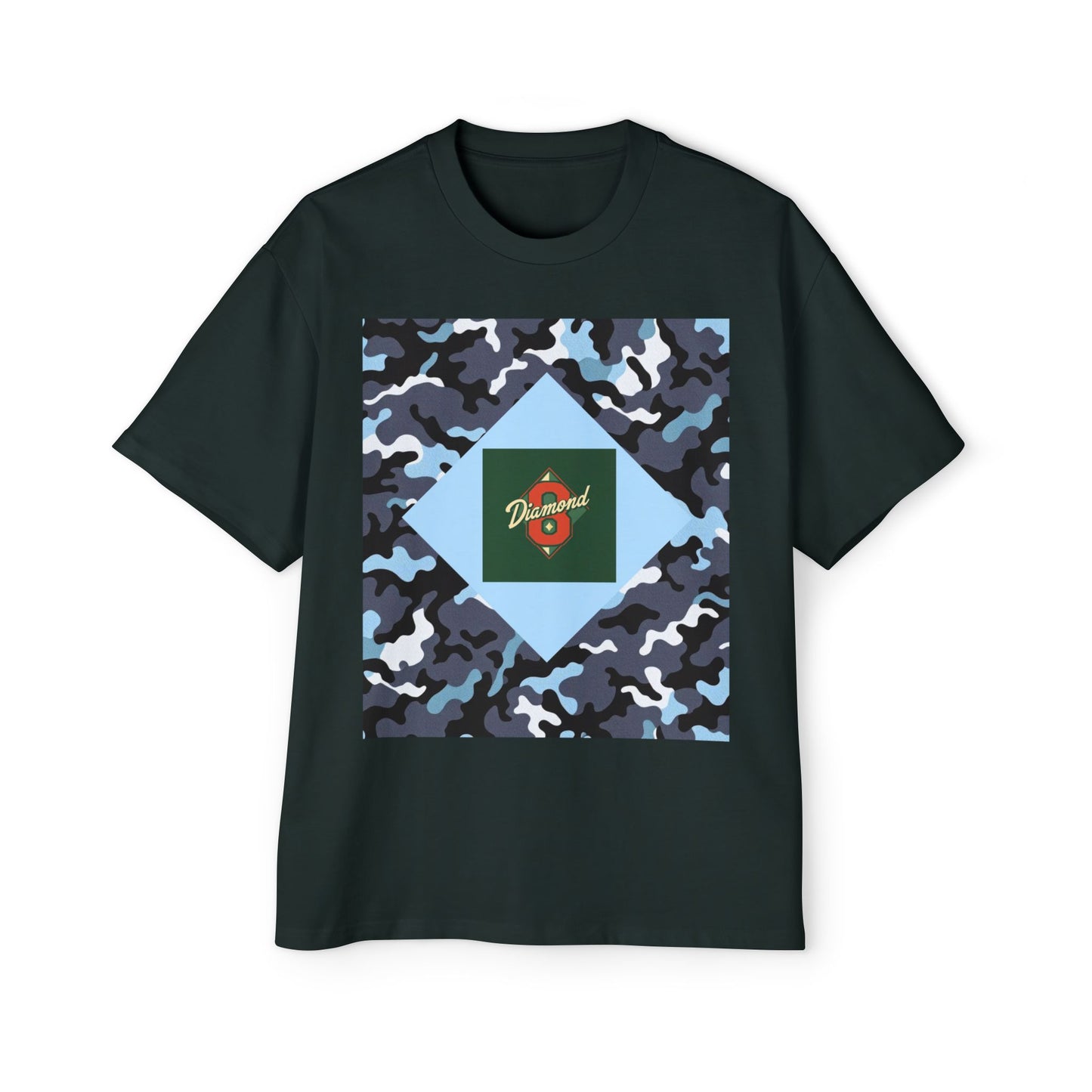 Men's Oversized Camo Tee, Casual Streetwear, Graphic T-Shirt, Trendy Outfit, Gift for Him, Relaxed Fit Top - Camo & Diamond 8