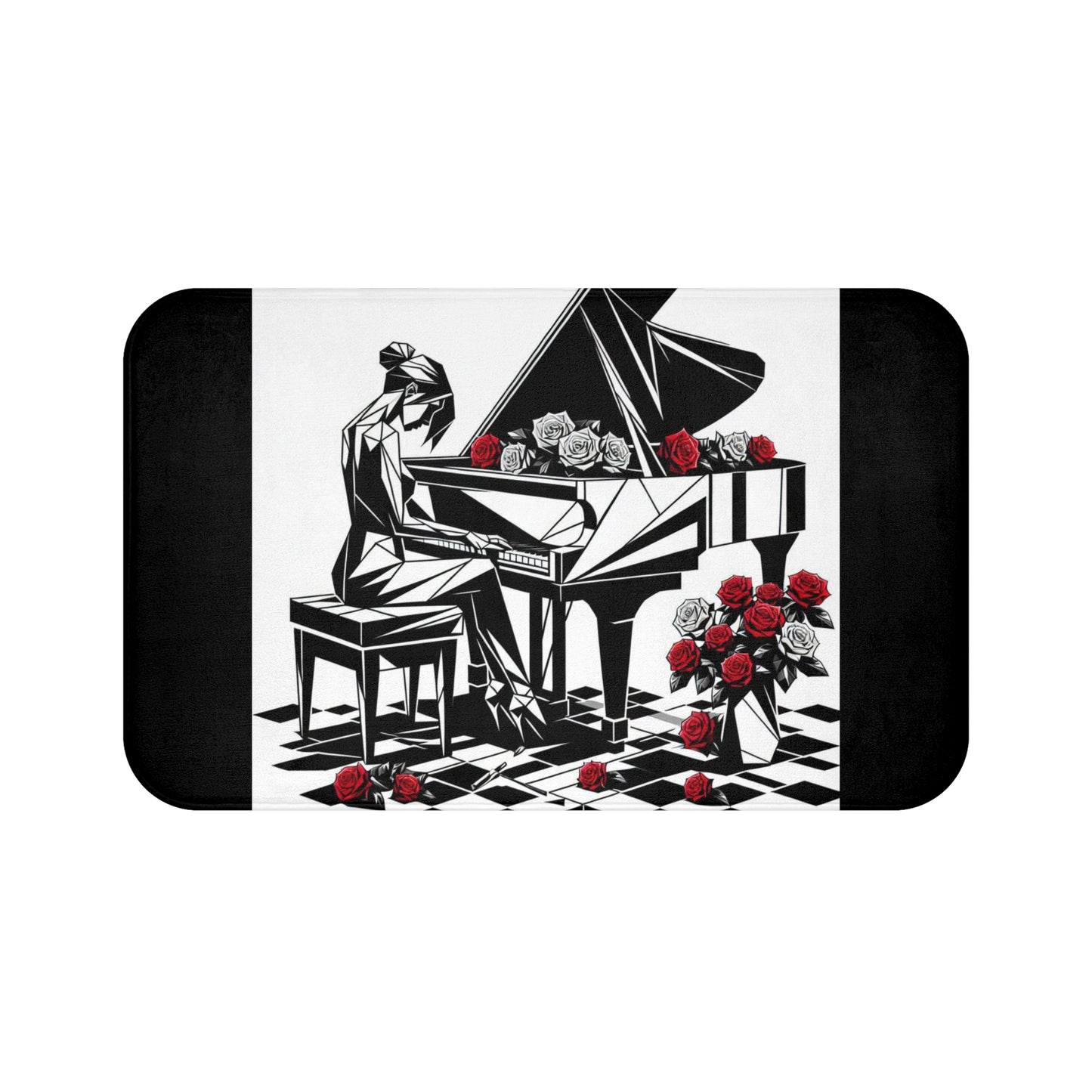 Elegant Piano Roses Bath Mat - Stylish Bathroom Decor