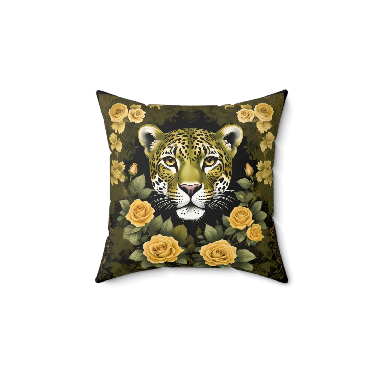 Elegance Leopard Floral Pillow - Olive Leopard