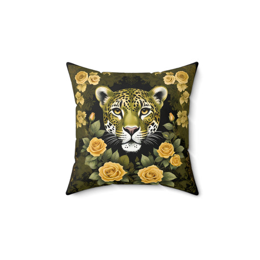 Elegance Leopard Floral Pillow - Olive Leopard