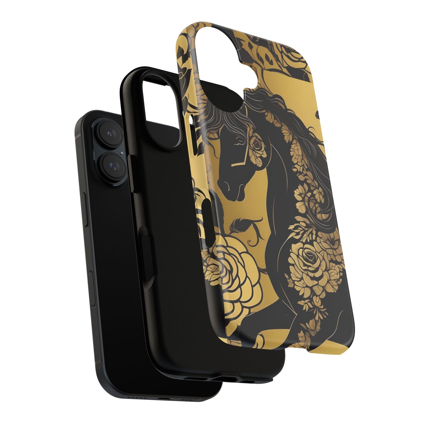 Phone Case - Elegant Horse & Roses Design